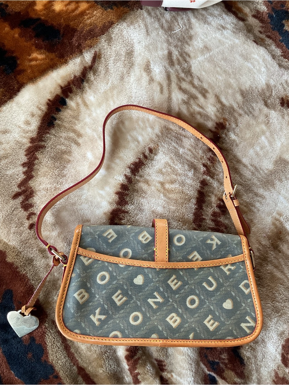 Dooney & Bourke Brown Logo Shoulder Bag with Tan Trim - Picture 2 of 5